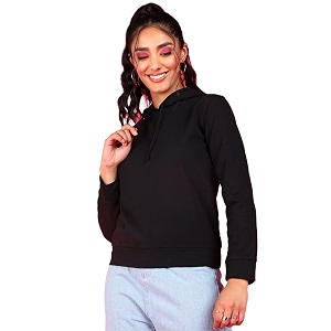 POPWINGS Casual Solid Hooded Pocket Sweatshirt for