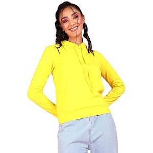 POPWINGS Casual Solid Hooded Pocket Sweatshirt for