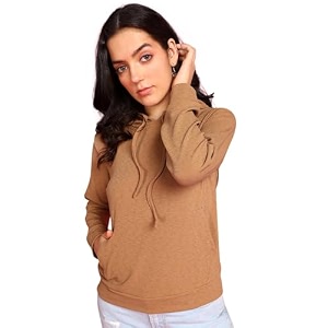 POPWINGS Casual Solid Hooded Pocket Sweatshirt for