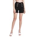 POPWINGS Casual Solid Mid-Rise Button Shorts for