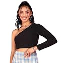 POPWINGS Casual Solid One Sleeves Crop Top