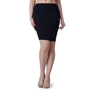POPWINGS Casual Solid Pencil Skirt for Women