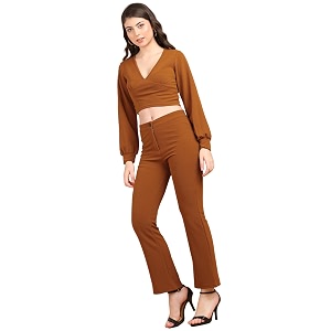 POPWINGS Casual Solid Polyester Solid Crop Top