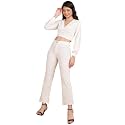 POPWINGS Casual Solid Polyester Solid Crop Top