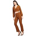 POPWINGS Casual Solid Polyester Solid Crop Top