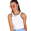 POPWINGS Casual Solid Round-Neck Sleeveless Tank Top