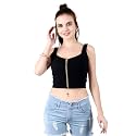 POPWINGS Casual Solid Sleeveless Crop Top for