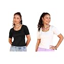 POPWINGS Casual Solid Square Neck Short Sleeves