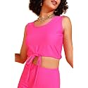 POPWINGS Casual Solid Top and Skirt Co-Ord Set for Women | Stylish Western Co-Ord Set for Women | Crop Top and Long Slit Skirt Set for Women