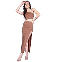 POPWINGS Casual Solid Top and Skirt Co-Ord Set for Women | Stylish Western Co-Ord Set for Women | Crop Top and Long Slit Skirt Set for Women