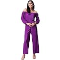 POPWINGS Casual Wrinkle Full Sleeves Off-Shoulder Top