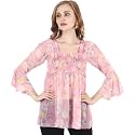 POPWINGS Printed Chiffon Peplum Tops for Women
