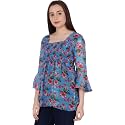 POPWINGS Printed Chiffon Peplum Tops for Women