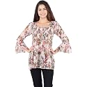 POPWINGS Printed Chiffon Peplum Tops for Women