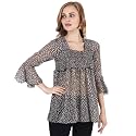 POPWINGS Printed Chiffon Peplum Tops for Women