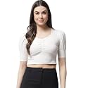 POPWINGS Solid Ribbed Slim Fit Crop Tops