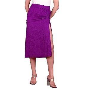 POPWINGS Women Casual Beige Long Slit Self