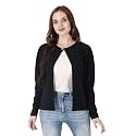 POPWINGS Women Black Regular Fit Blazer