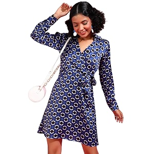 POPWINGS Women Casual Blue Black Dot