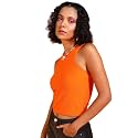 POPWINGS Women Casual Green Rib Tank Crop