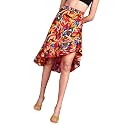POPWINGS Casual Floral Printed Asymmetric Flare Skirt