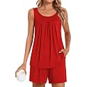 POPYOUNG Pajama Set for Women Summer 2 Piece Lounge Shorts Sets Sleepwear