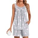 POPYOUNG Pajama Set for Women Summer 2 Piece Lounge Shorts Sets Sleepwear