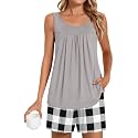 POPYOUNG Pajama Set for Women Summer 2 Piece Lounge Shorts Sets Sleepwear