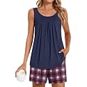 POPYOUNG Pajama Set for Women Summer 2 Piece Lounge Shorts Sets Sleepwear