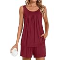 POPYOUNG Pajama Set for Women Summer 2 Piece Lounge Shorts Sets Sleepwear