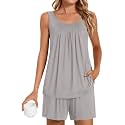 POPYOUNG Pajama Set for Women Summer 2 Piece Lounge Shorts Sets Sleepwear