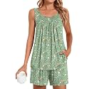 POPYOUNG Pajama Set for Women Summer 2 Piece Lounge Shorts Sets Sleepwear