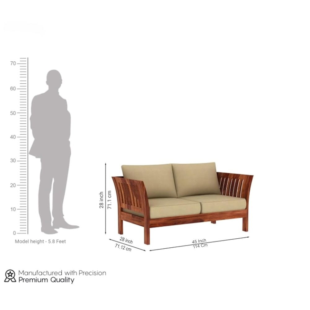 Sheesham Wood 3 Seater Sofa Set for Living Room Bedroom Home Wooden 3 ...