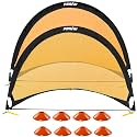 Poray Soccer Goal for Kid Easy-up Set of Two Portable Soccer Net 210D Oxford with 8 Field Marker Cones Extra Stakes Fun for Backyard and Soccer Training