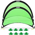 Poray Soccer Goal for Kid Easy-up Set of Two Portable Soccer Net 210D Oxford with 8 Field Marker Cones Extra Stakes Fun for Backyard and Soccer Training