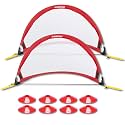 Poray Soccer Goal for Kid Easy-up Set of Two Portable Soccer Net 210D Oxford with 8 Field Marker Cones Extra Stakes Fun for Backyard and Soccer Training