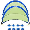 Poray Soccer Goal for Kid Easy-up Set of Two Portable Soccer Net 210D Oxford with 8 Field Marker Cones Extra Stakes Fun for Backyard and Soccer Training
