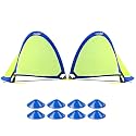 Poray Soccer Goal for Kid Easy-up Set of Two Portable Soccer Net 210D Oxford with 8 Field Marker Cones Extra Stakes Fun for Backyard and Soccer Training