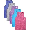 Poroka 5 Pack Girls Active Dry Fit Tank Top Sleeveless Racerback Tank Tops