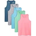 Poroka 5 Pack Girls Active Dry Fit Tank Top Sleeveless Racerback Tank Tops