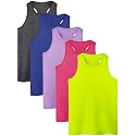 Poroka 5 Pack Girls Active Dry Fit Tank Top Sleeveless Racerback Tank Tops