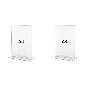 porpoise a4 size acrylic sign holder t shape portrait style menu ad frame display stand table top perfect for restaurants promotions photo frames classroom pack of 2