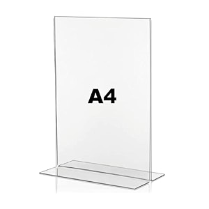 porpoise a4 acrylic sign holder double sided table top display stand t shape vertical menu holder for office shop restaurant counter display
