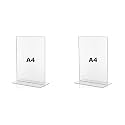 Porpoise A4 Size Acrylic Sign Holder T Shape Portrait Style Menu Ad Frame Display Stand Table Top Perfect for Restaurants, Promotions, Photo Frames, Classroom (Pack of 2)