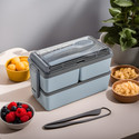 Porslin 3 Compartment Grey Color Lunch Box with Spoon and Fork Office School Collage 3 Containers Plastic Office Lunch Box (1500 ml)