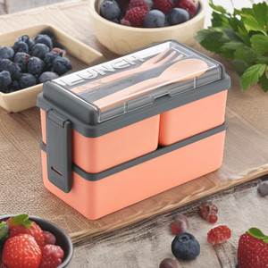 porslin compartment orange color with spoon and fork office school collage 3 containers plastic office lunch box 1500 ml