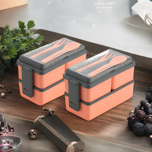 porslin tiffin combo of 2 orange lunch box with spoon and fork office school collage 6 containers plastic office lunch box 3000 ml