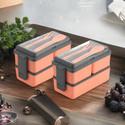 Porslin Tiffin Combo of 2 Orange Lunch Box with Spoon and Fork Office School Collage 6 Containers Plastic Office Lunch Box (3000 ml)