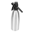 Portable 1L Soda Siphon Carbonated Water Maker for Home Bar Outdoor Use Making Cocktails DIY Sparkling Drinks, Space Saving for Kitchen, Silver Aluminum