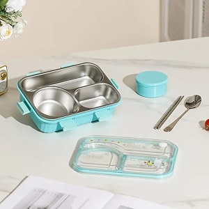 portable 304 stainless steel lunch box insulated compartment meal box for students office workers food grade bento box